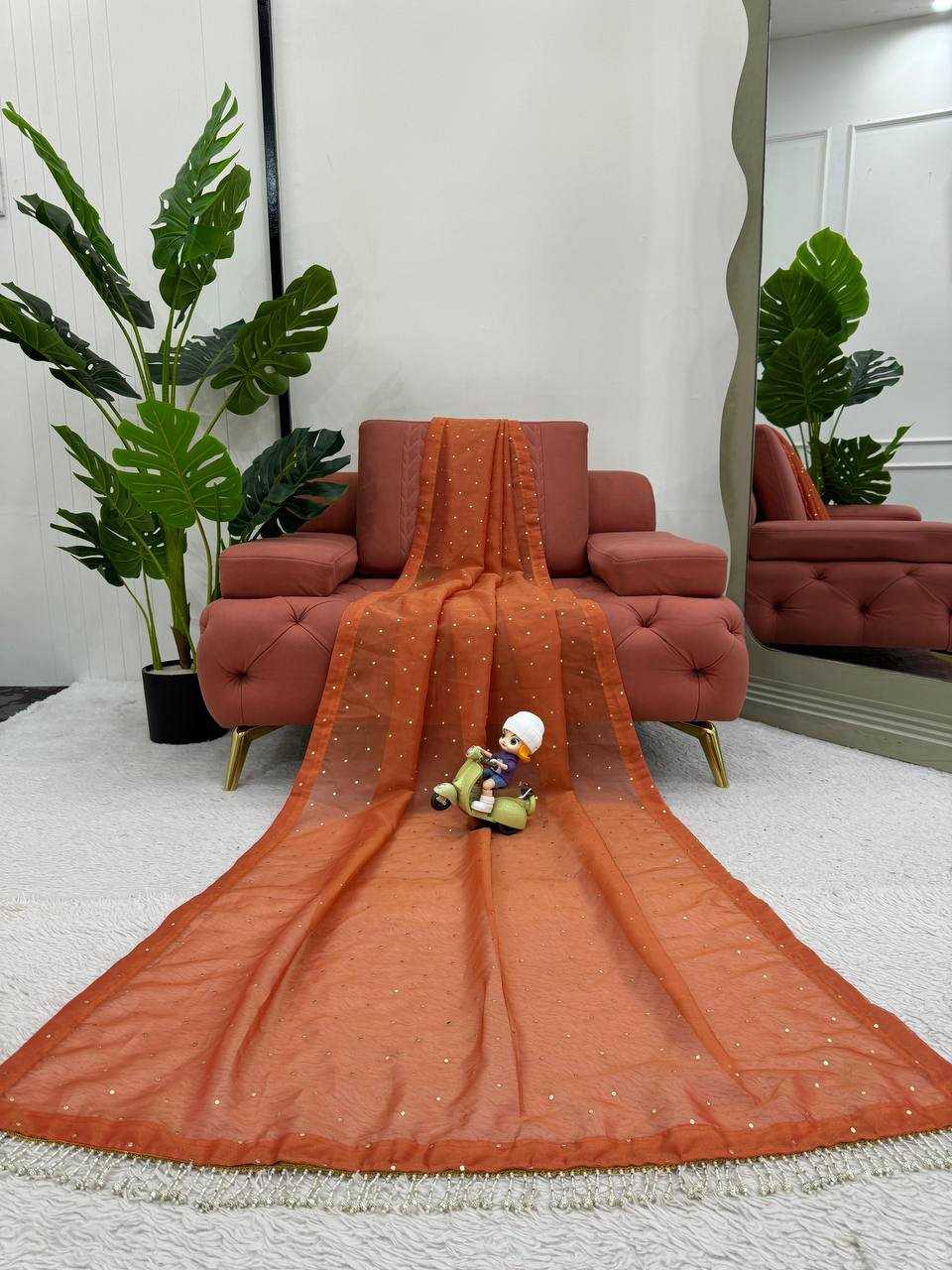 YNF TISSUE SILK RIN133 530 SAREES WHOLESALE PARTY WEAR TISSUE SILK LACE BORDER ORANGE SAREES MANUFACTURER