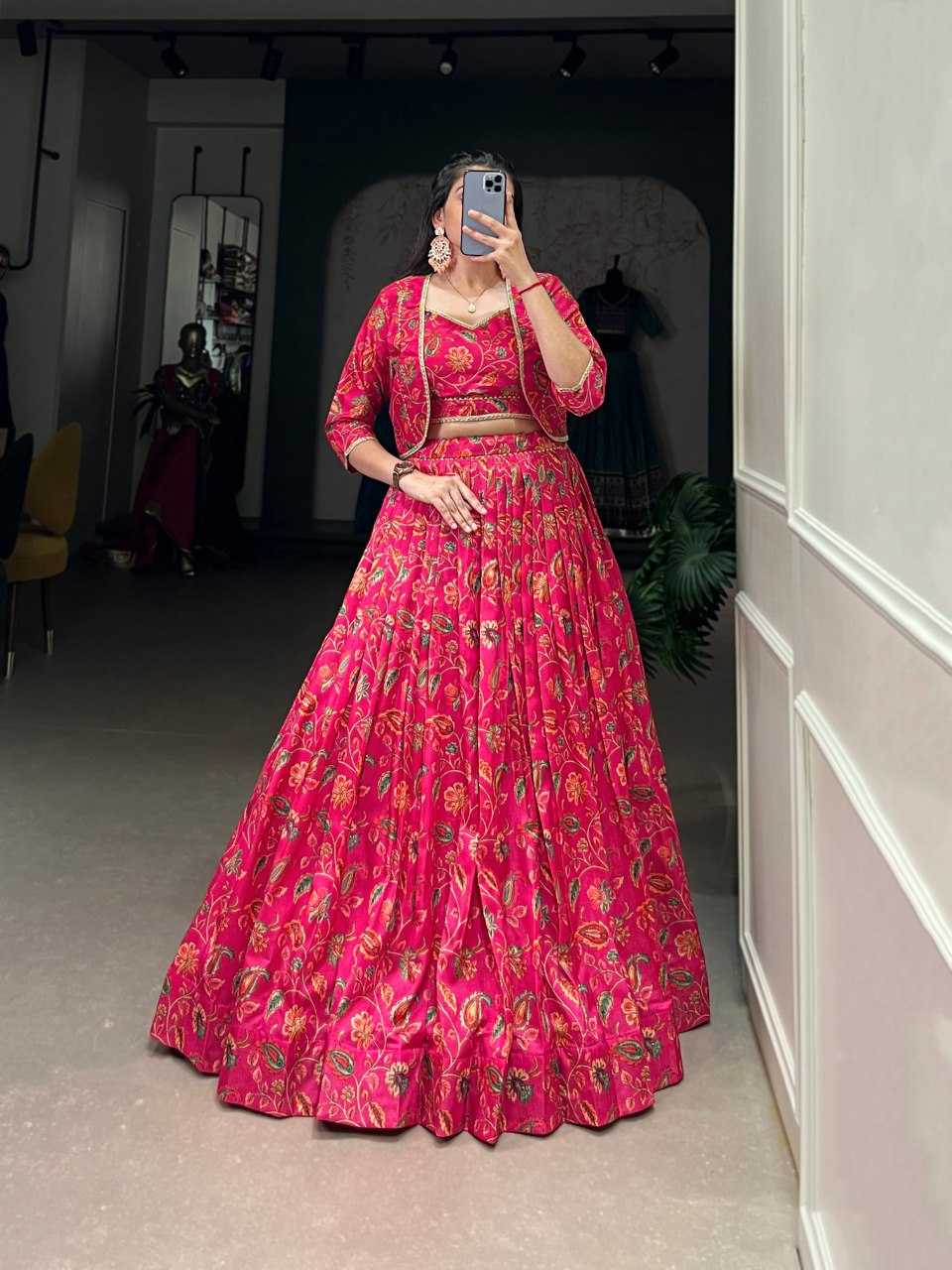 YNF TUSSAR SILK KESH136 1136 LEHENGAS WHOLESALE SILK PINK LEHENGA WITH DUPTTA PRINTED LEHENGAS MANUFACTURER