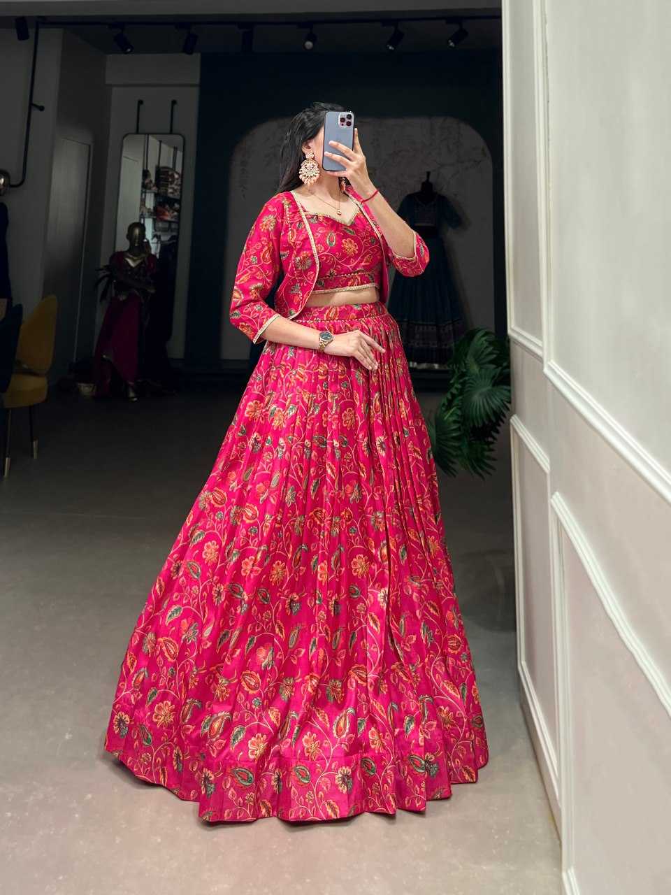 YNF TUSSAR SILK KESH136 1136 LEHENGAS WHOLESALE SILK PINK LEHENGA WITH DUPTTA PRINTED LEHENGAS MANUFACTURER