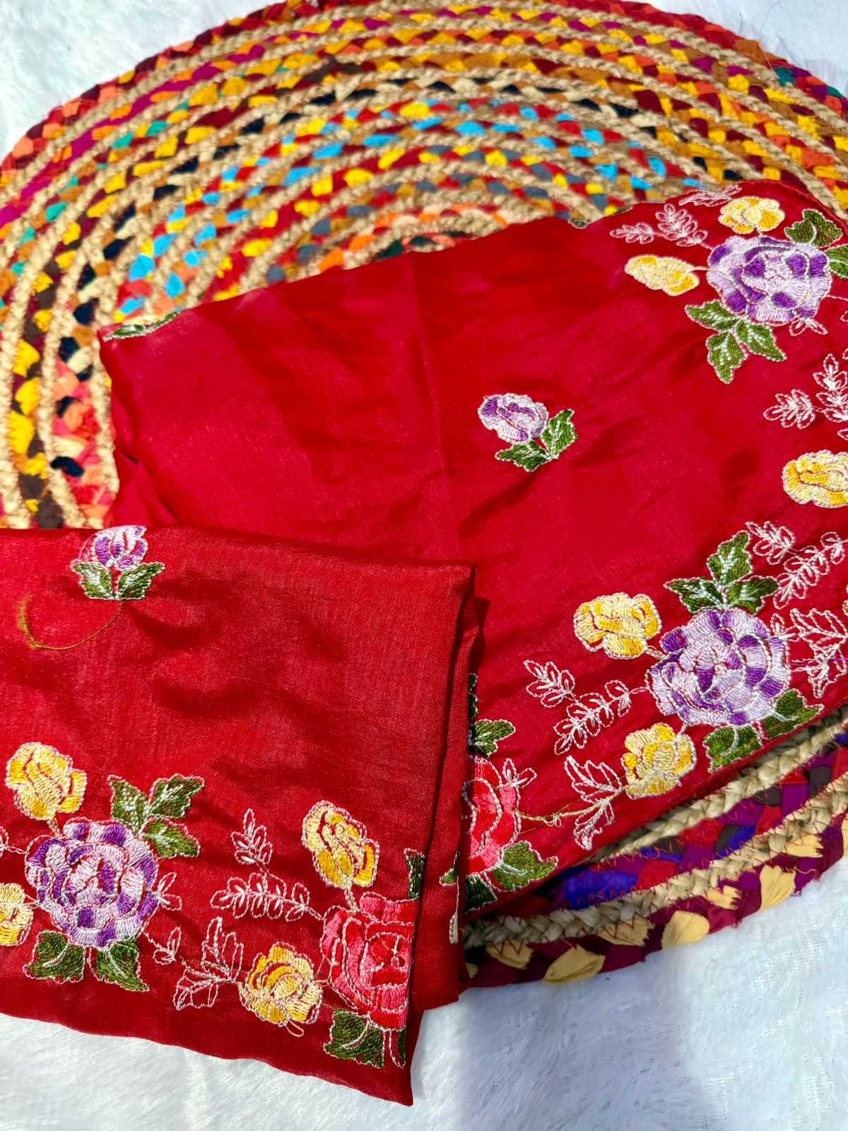 YNF TUSSAR SILK SOFT  RIN164 RRS104 SAREES WHOLESALE EMBROIDERED RED TUSSAR SILK SAREES  MANUFACTURER