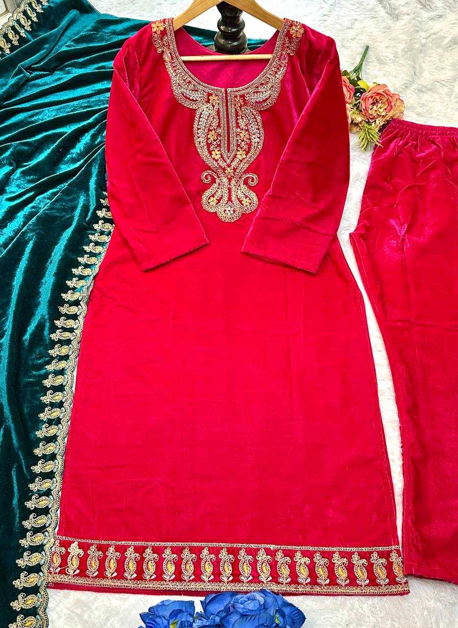 YNF VELVET KESH147 234 SUITS & DRESSES WHOLESALE EMBROIDEREY WEDDING RED SALWAR VELVET SUITS MANUFACTURE