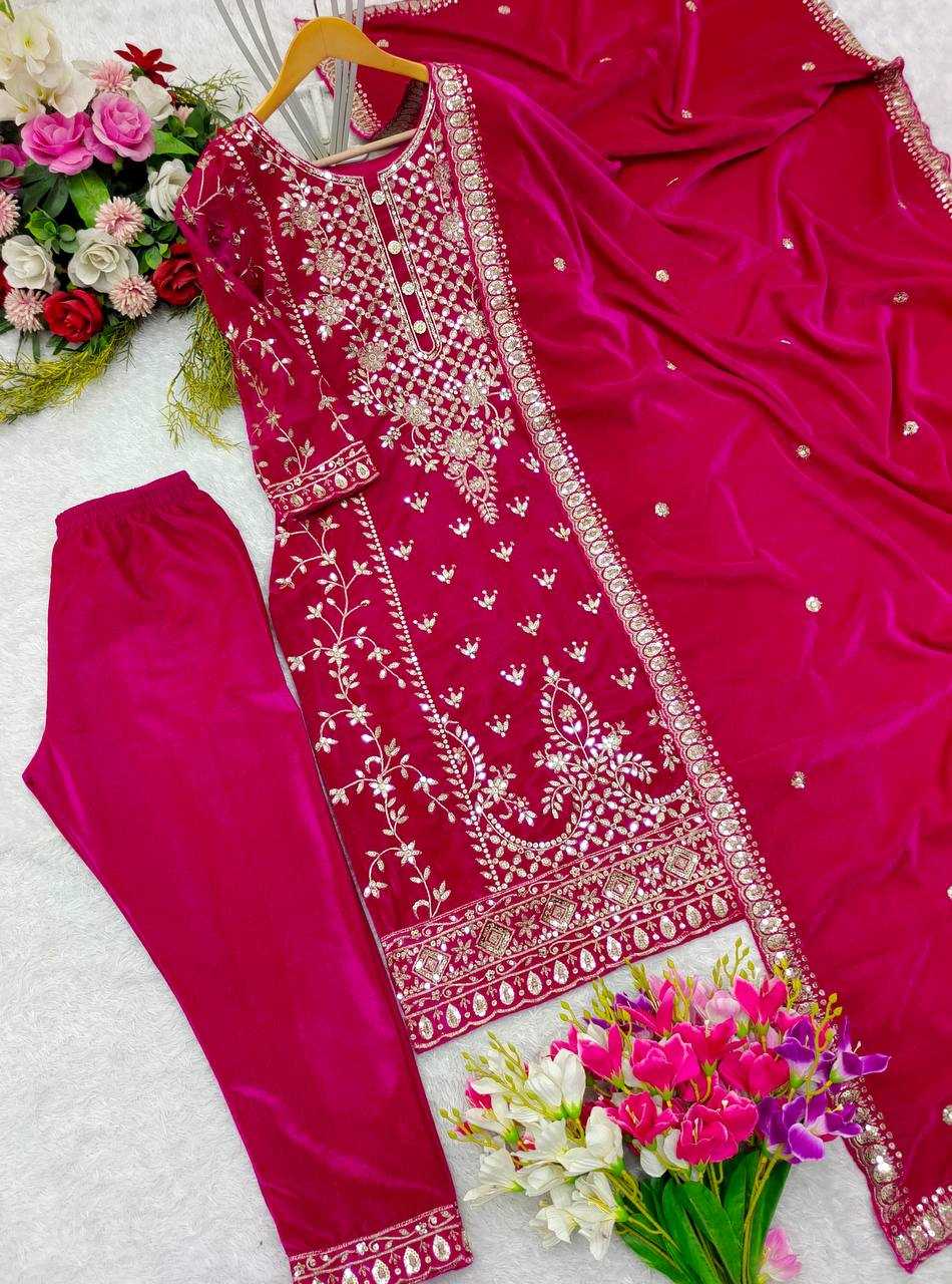 YNF VELVET KESH156 1136 SUITS & DRESSES WHOLESALE EMBROPIDERY VELVET WEDDING PINK SUITS MANUFACTURE