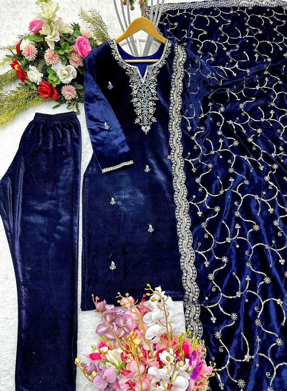 YNF VELVET KESH156 1140 SUITS & DRESSES WHOLESALE EMBROIDERY VELVET PARTY WEAR BLUE SALWAR SUITS MANUFACTURE