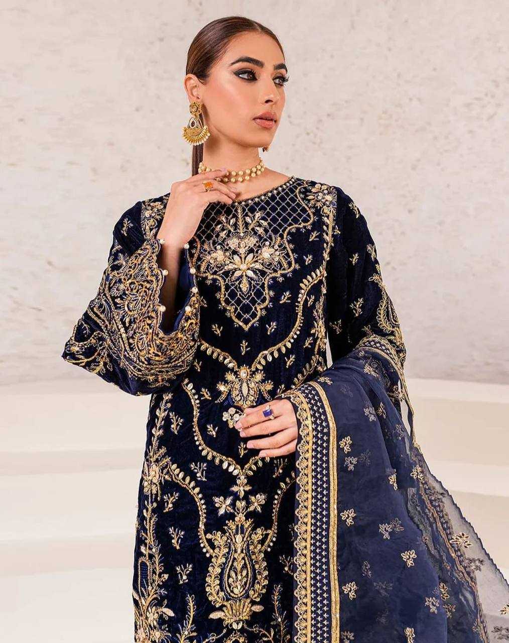 YNF VELVET KESH159 1319 SUITS & DRESSES WHOLESAL PAKISTANI EMBROIDERY VELVET WEDDING SUITS MANUFACTURE