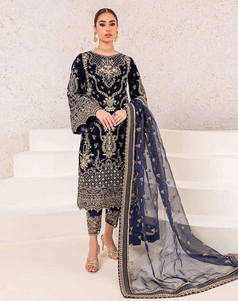 YNF VELVET KESH159 1319 SUITS & DRESSES WHOLESAL PAKISTANI EMBROIDERY VELVET WEDDING SUITS MANUFACTURE