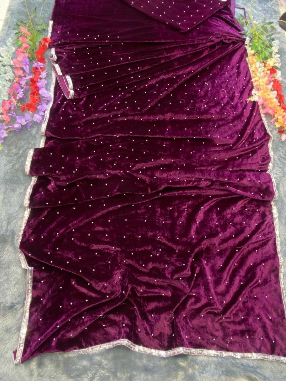 YNF VELVET RIN121 895 SAREES WHOLESALE VELVET LACE BORDER STONE WORK PARTY WEAR SAREES MANUFACTURER