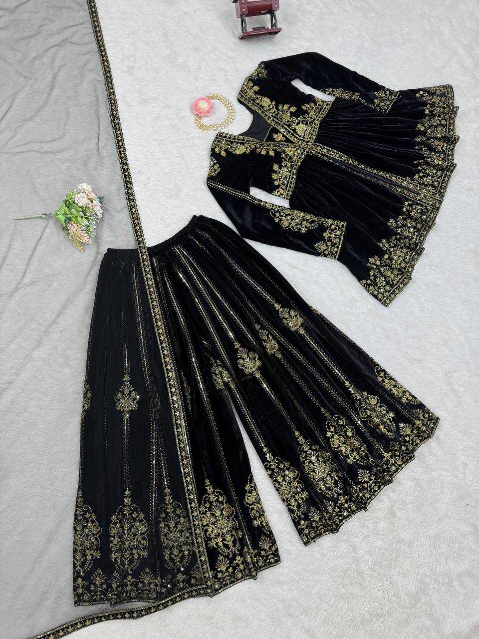 YNF VELVET RIN169 5788 SUITS & DRESSES WHOLESALE PARTY WEAR BLACK SALWAR PAKISTANI EMBROIDERY VELVET EID COLLECTIONS SUITS MANUFACTURE