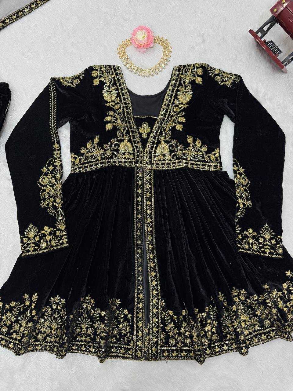 YNF VELVET RIN169 5788 SUITS & DRESSES WHOLESALE PARTY WEAR BLACK SALWAR PAKISTANI EMBROIDERY VELVET EID COLLECTIONS SUITS MANUFACTURE