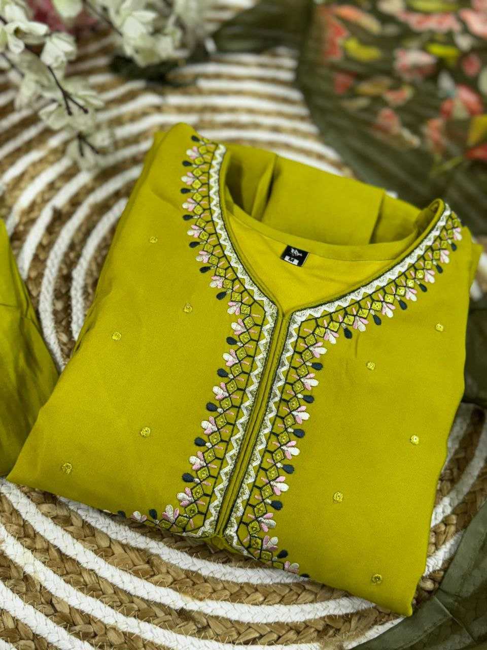 YNF VISCOSE CHANDERI KESH214 276 SUITS & DRESSES WHOLESALE ALIA CUT CHANDERI HALDI OUTFITS SUITS MANUFACTURE