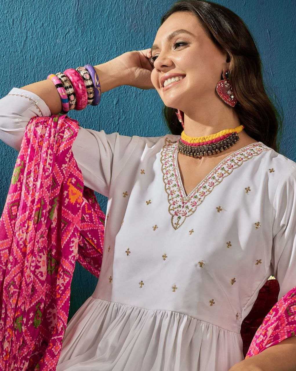 YNF VISCOSE CHANDERI RIN174 TANIA SUITS & DRESSES WHOLESALE LADIES CHANDERI WHITE SALWAR EMBROIDERY SUITS MANUFACTURE