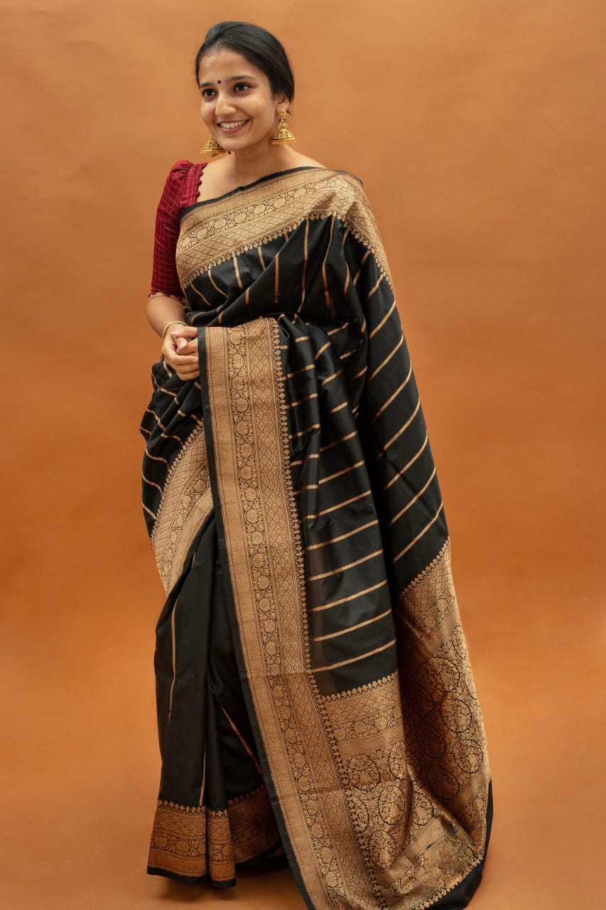 YNF BANARASI SOFT SILK RIN101 40156 SAREES  WHOLESALE TRADITIONAL BLACK SILK SAREES MANUFACTURER