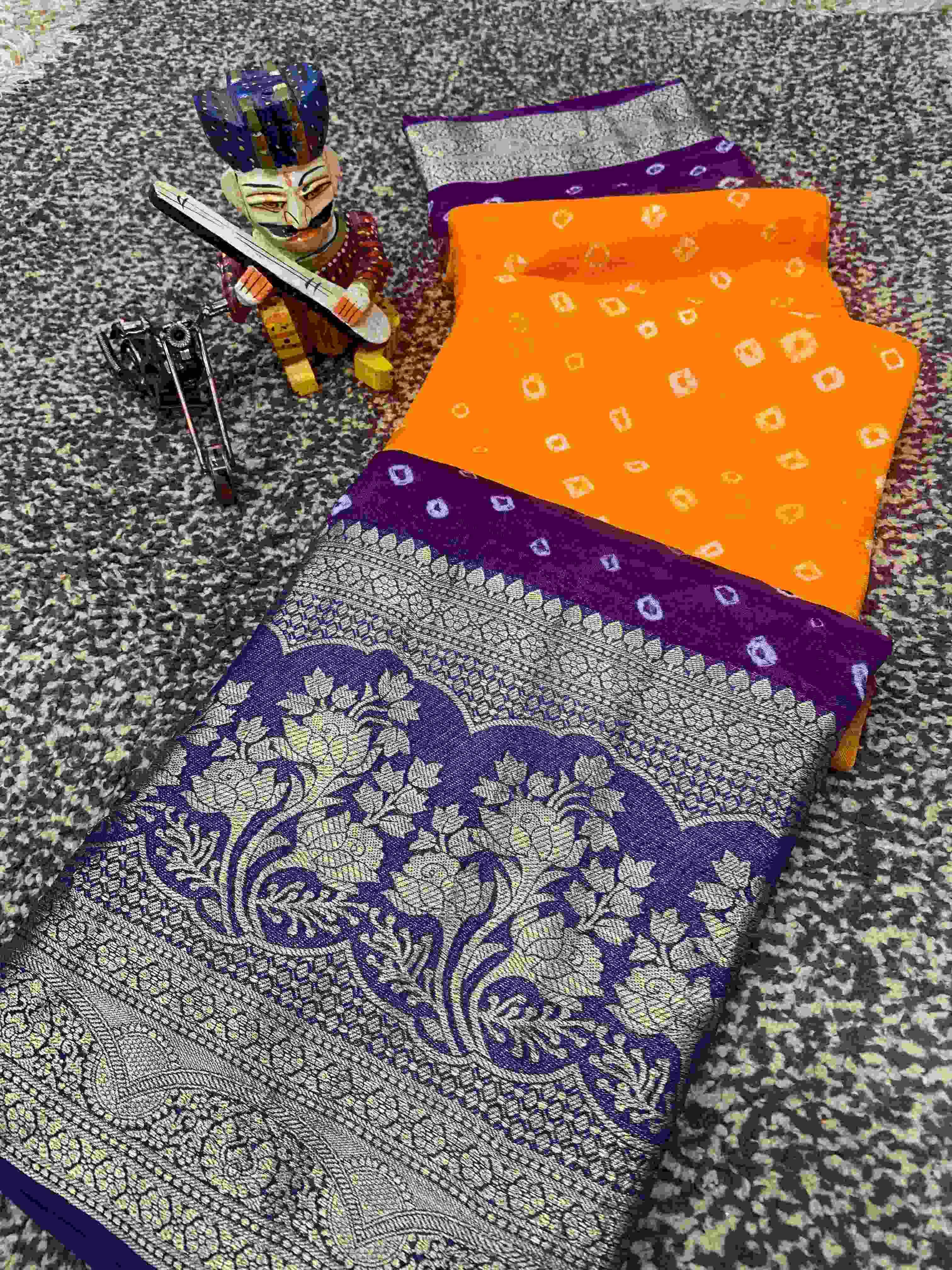 YNF BANDHANI  KESH194 jecard SAREES WHOLESALE ZARI BANDHANI BANDHEJ LADIES SAREES  MANUFACTURER