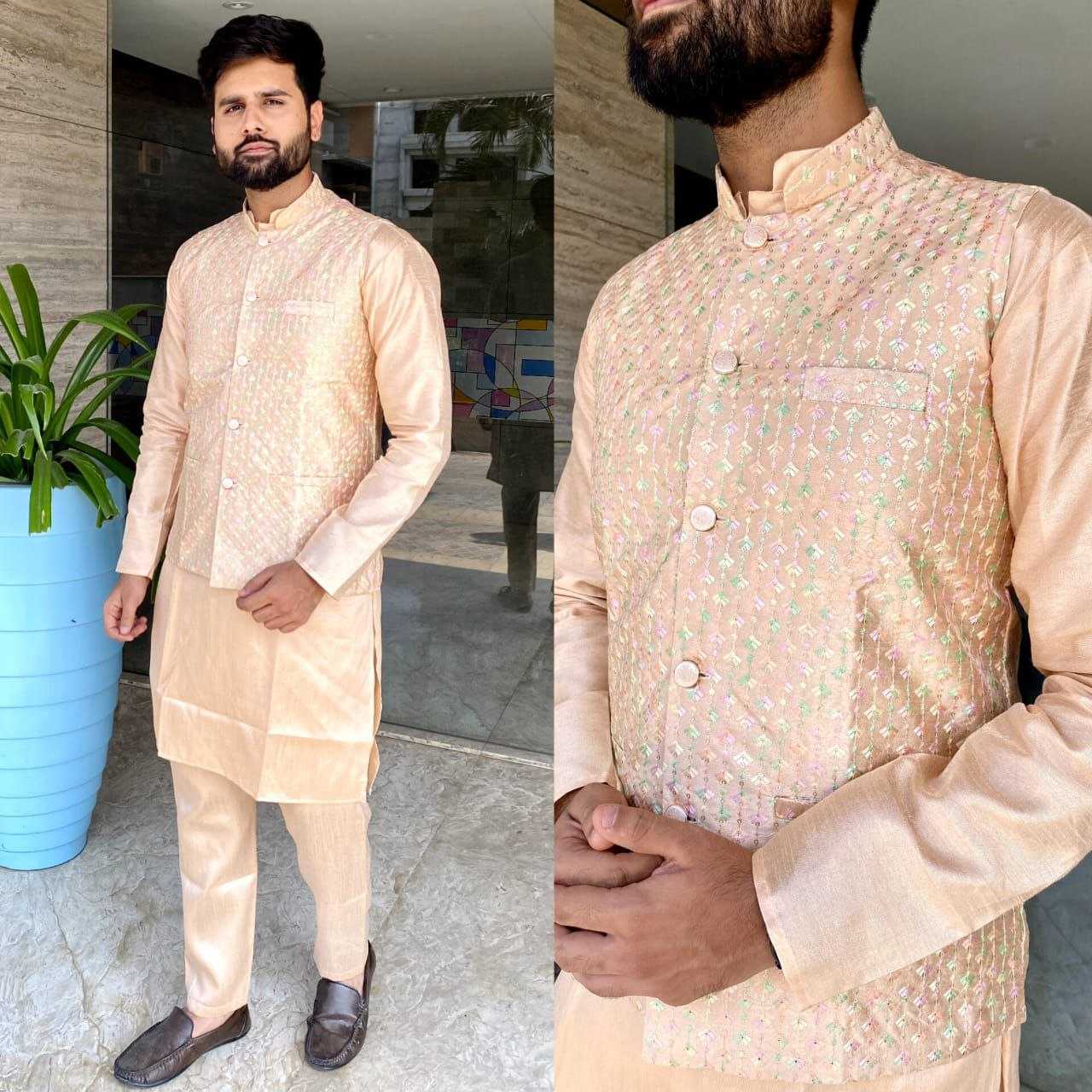 Ynf Banglori Silk KESH246 MANYAVAR V-3 Mens Wear Wholesale Silk Kurta Men Wedding kurta Embroidered Kurta Pajama Manufacturer