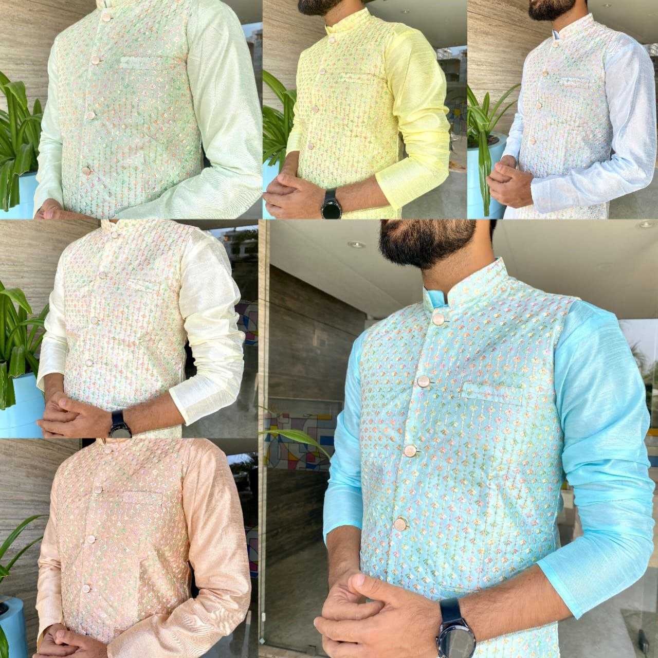 Ynf Banglori Silk KESH246 MANYAVAR V-3 Mens Wear Wholesale Silk Kurta Men Wedding kurta Embroidered Kurta Pajama Manufacturer