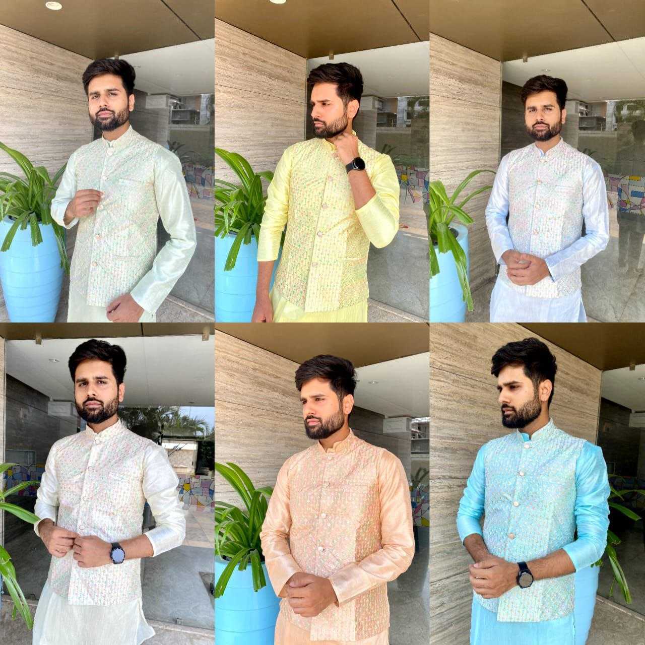 Ynf Banglori Silk KESH246 MANYAVAR V-3 Mens Wear Wholesale Silk Kurta Men Wedding kurta Embroidered Kurta Pajama Manufacturer