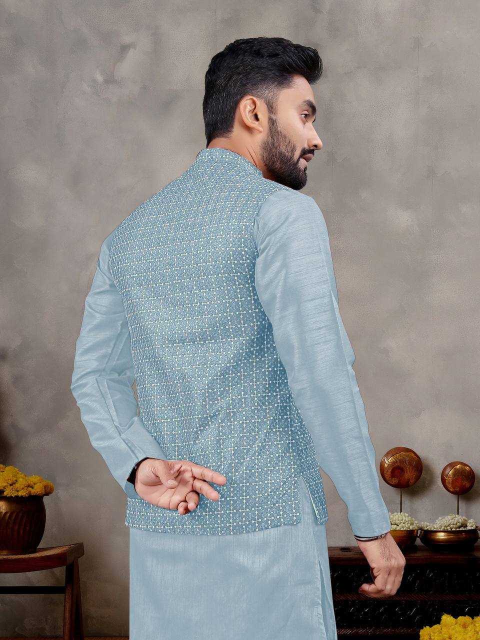 Ynf Banglori Silk RIN131 MANYAVAR Mens Wear Wholesale Mens Kurtas Mens Kurta Pyjama Embroidered Kurta Pajama Manufacturer