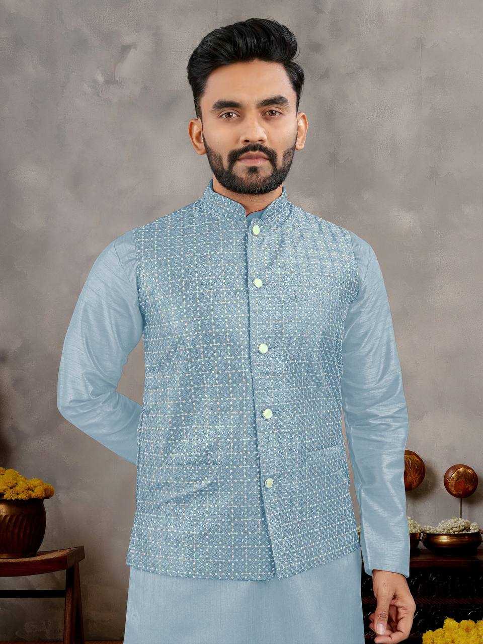 Ynf Banglori Silk RIN131 MANYAVAR Mens Wear Wholesale Mens Kurtas Mens Kurta Pyjama Embroidered Kurta Pajama Manufacturer