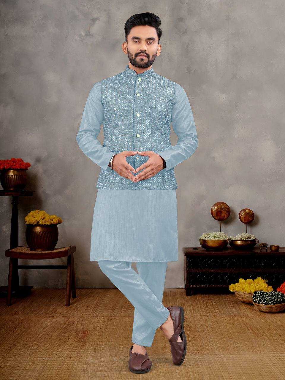 Ynf Banglori Silk RIN131 MANYAVAR Mens Wear Wholesale Mens Kurtas Mens Kurta Pyjama Embroidered Kurta Pajama Manufacturer