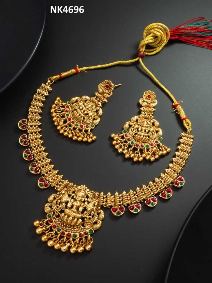 YNF BRASS KESH105 NK4696 WOMENS JEWELLERY WHOLESALE GOLDEN KUNDAN NECKLACE SET MANUFACTURE