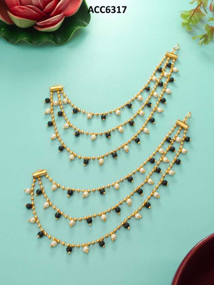 YNF BRASS KESH105 NK6317 WOMENS JEWELLERY WHOLESALE HAIR EARRINGS CHAIN MANUFACTURE