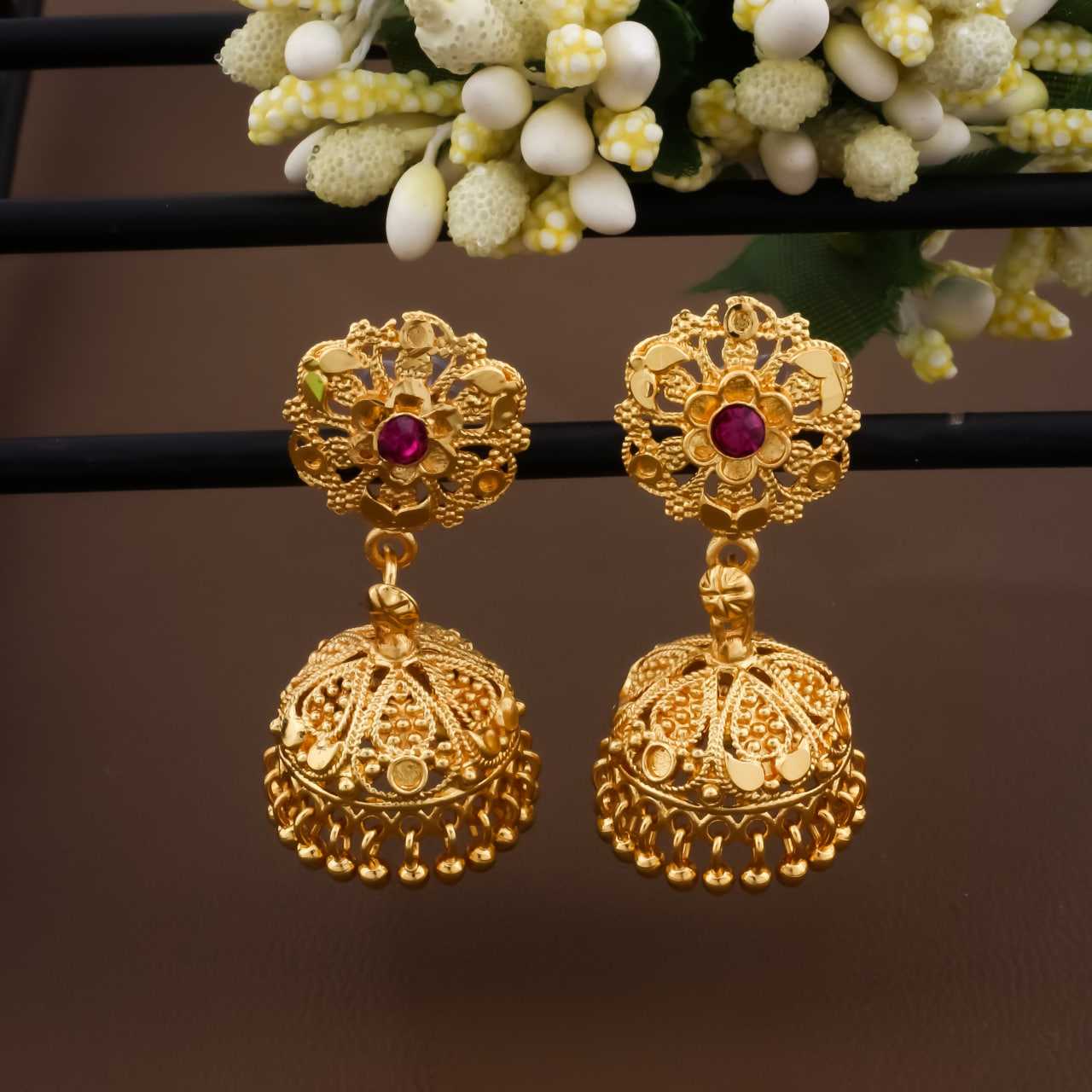 YNF BRASS KESH191 KAC366 WOMENS JEWELLERY WHOLESALE KUNDAN JHUMKA EARRINGS MANUFACTURE