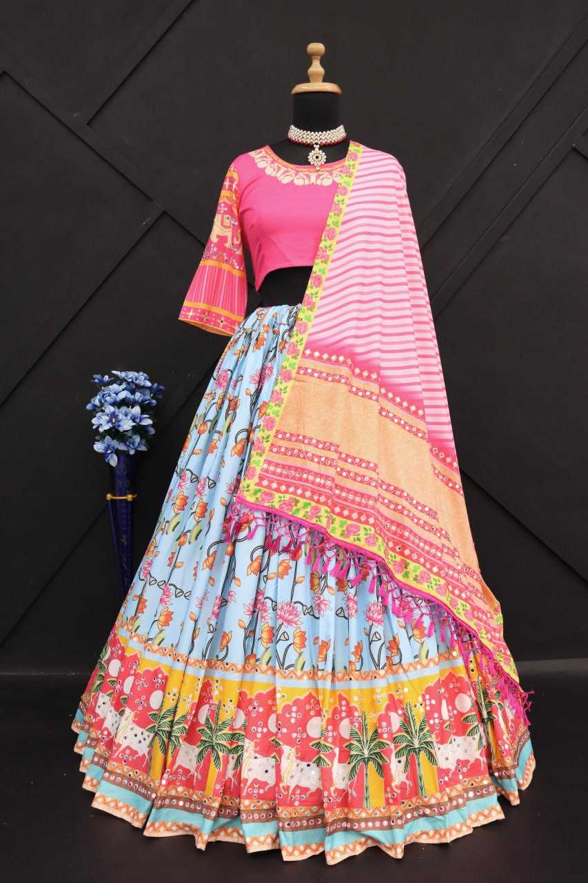 YNF BUTTER SILK KESH396 1251 LEHENGAS WHOLESALE SILK PRINTED MIRROR WORK TRADITIONAL LEHENGAS MANUFACTURER