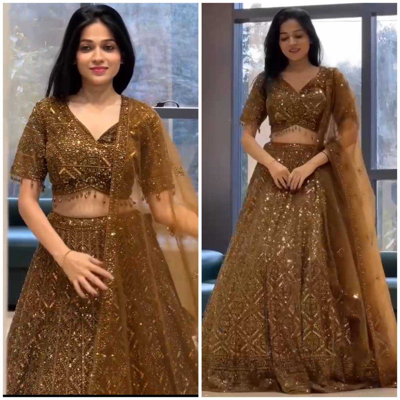 YNF BUTTERFLY RIN108 1710 LEHENGA WHOLESALE WEDDING EMBROIDERED SEQUINS LEHENGA MANUFACTURER