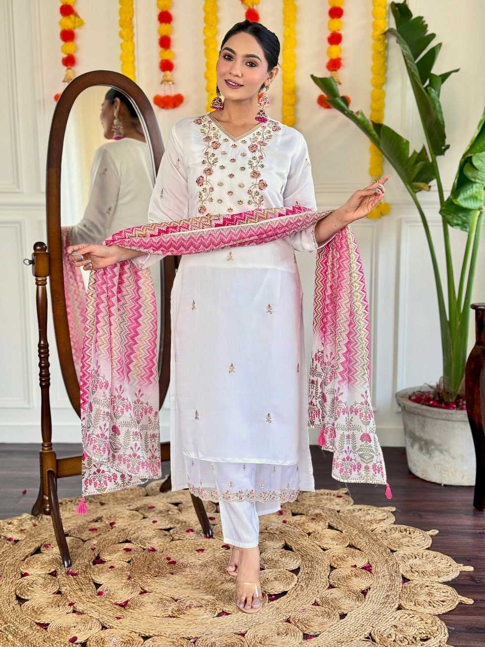 YNF CHANDERI KESH402 624 SUITS & DRESSES  WHOLESALE LADIES PRINTED EMBROIDERED SUITS MANUFACTURER