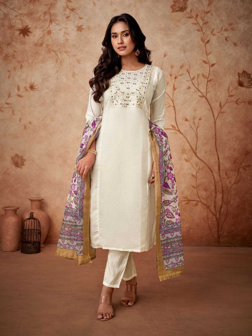 YNF CHANDERI SOFT KESH266 AASHIKA SUITS & DRESSES WHOLESALE CASUAL PRINTED EMBROIDERY SUITS & DRESSES MANUFACTURER