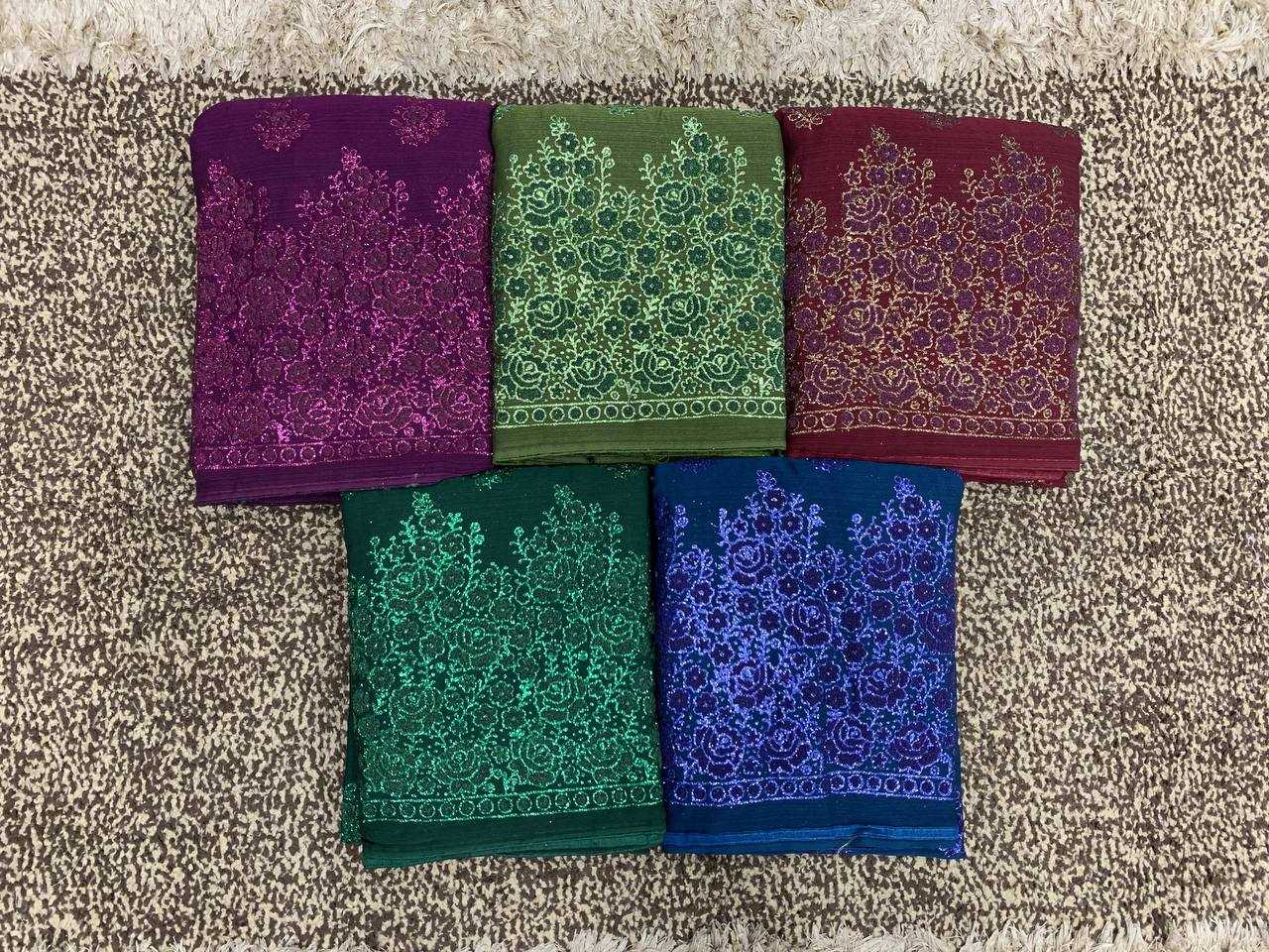 Ynf Chiffon KESH336 EMBOSSED Sarees Wholesale Georgette Sarees Chiffon Sarees Zari Sarees Manufacturer