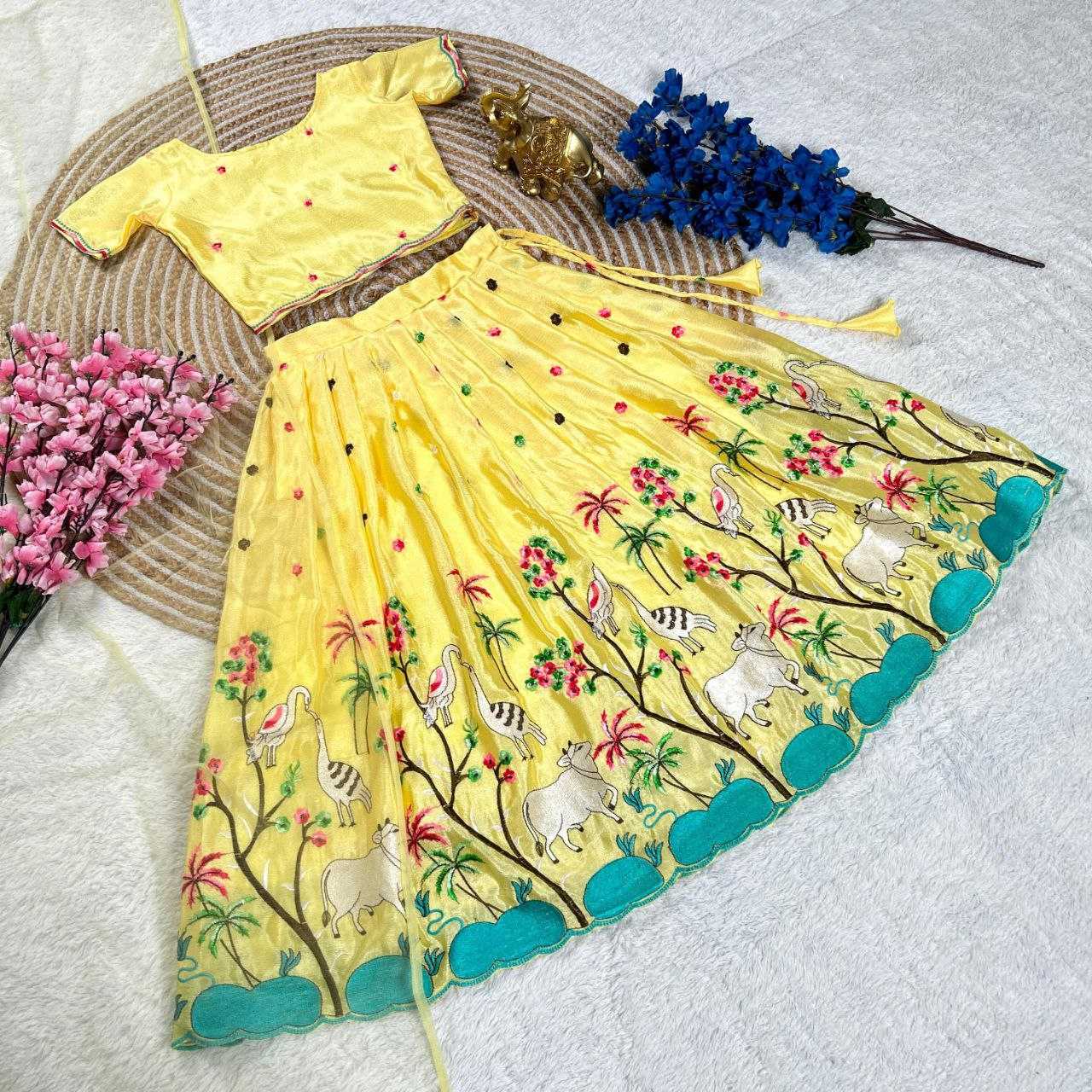 Ynf Chinon KESH109 RRKT101 Kids Wear Wholesale Kids Lehenga Kids Traditional Outfits Baby Girl Lehenga Manufacturer