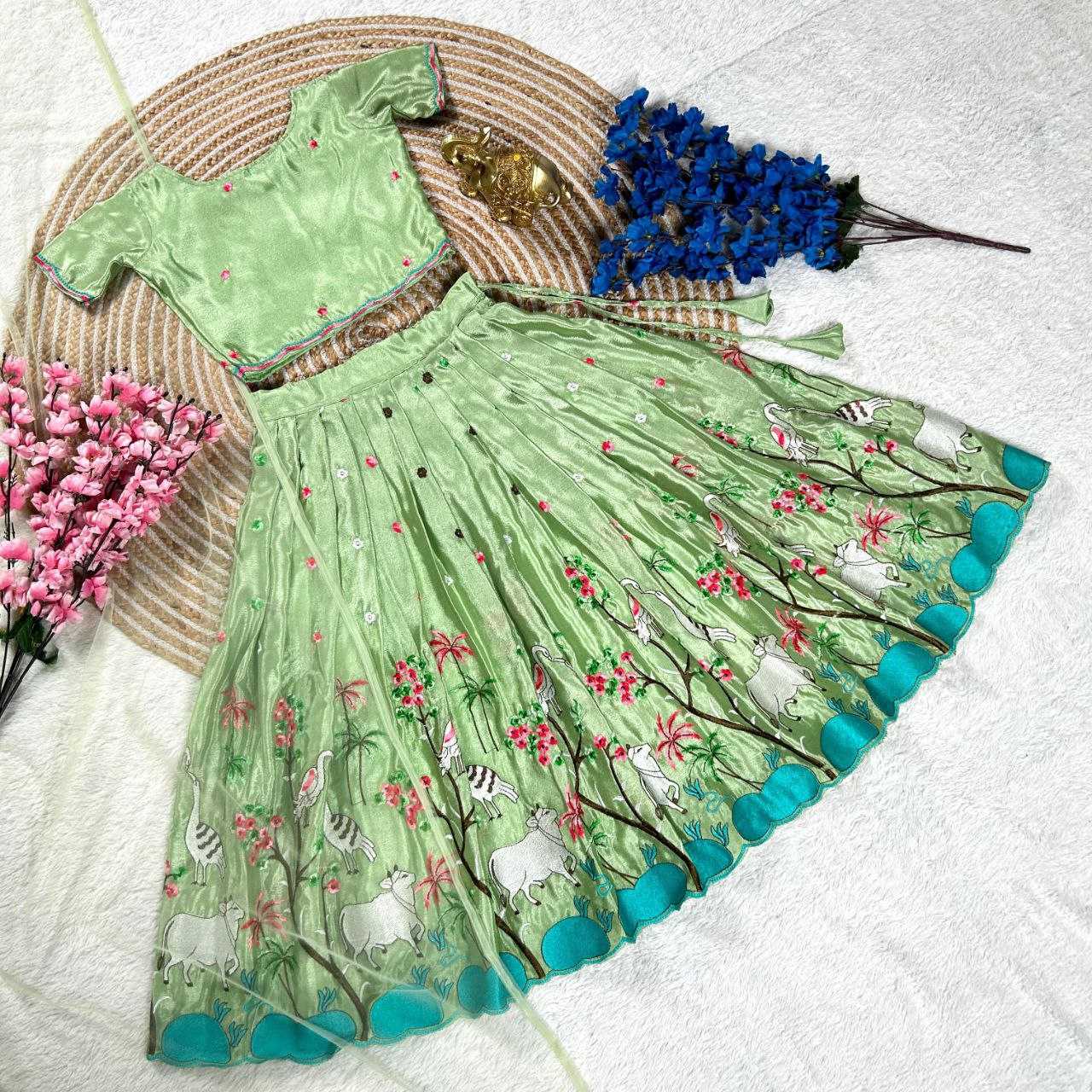 Ynf Chinon KESH109 RRKT101 Kids Wear Wholesale Kids Lehenga Kids Traditional Outfits Baby Girl Lehenga Manufacturer