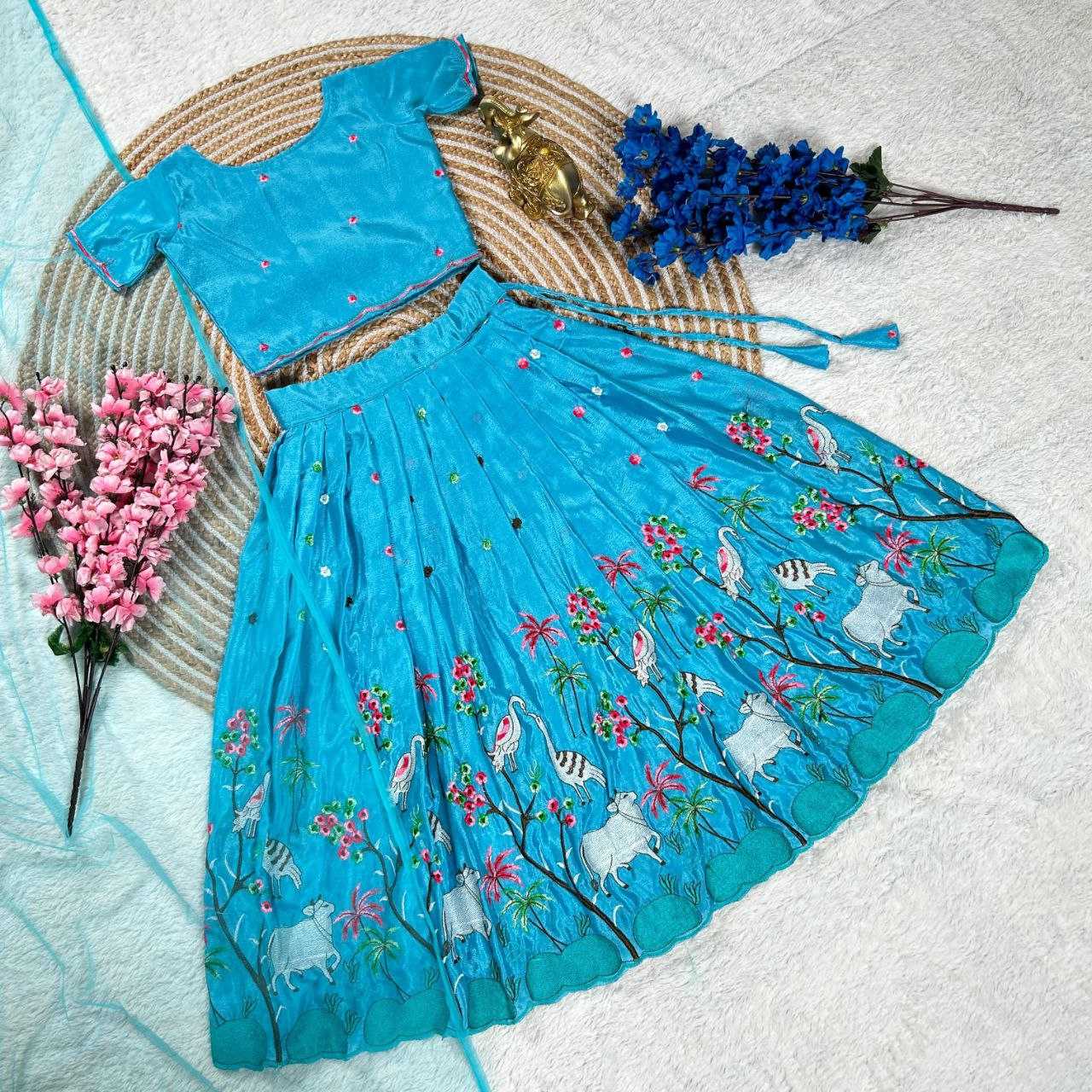 Ynf Chinon KESH109 RRKT101 Kids Wear Wholesale Kids Lehenga Kids Traditional Outfits Baby Girl Lehenga Manufacturer