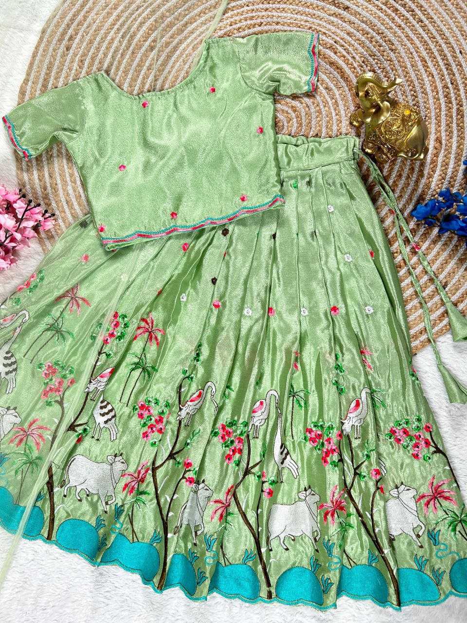 Ynf Chinon KESH109 RRKT101 Kids Wear Wholesale Kids Lehenga Kids Traditional Outfits Baby Girl Lehenga Manufacturer