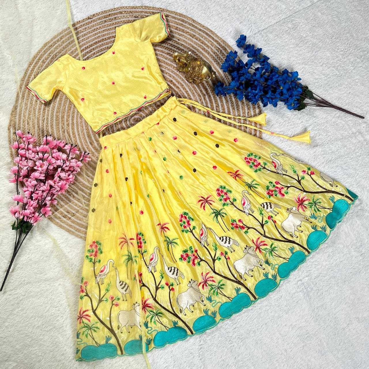 Ynf Chinon KESH109 RRKT101 Kids Wear Wholesale Kids Lehenga Kids Traditional Outfits Baby Girl Lehenga Manufacturer