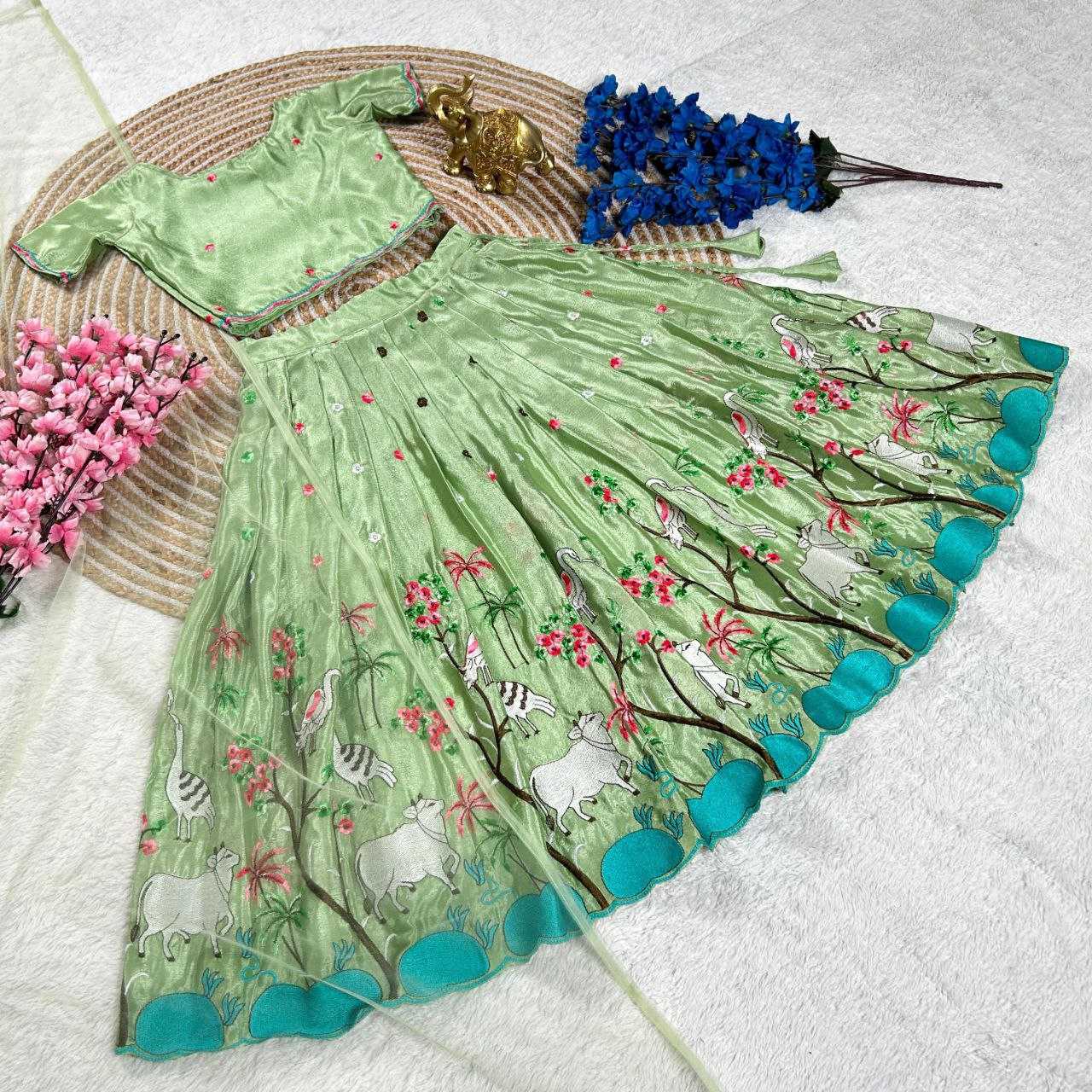 Ynf Chinon KESH109 RRKT101 Kids Wear Wholesale Kids Lehenga Kids Traditional Outfits Baby Girl Lehenga Manufacturer