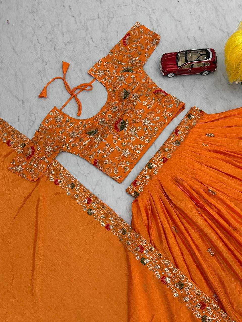 YNF CHINON KESH120 214 LAHENGAS  WHOLESALE EMBROIDERED SEQUINS THREAD WORK LAHENGAS MANUFACTURER