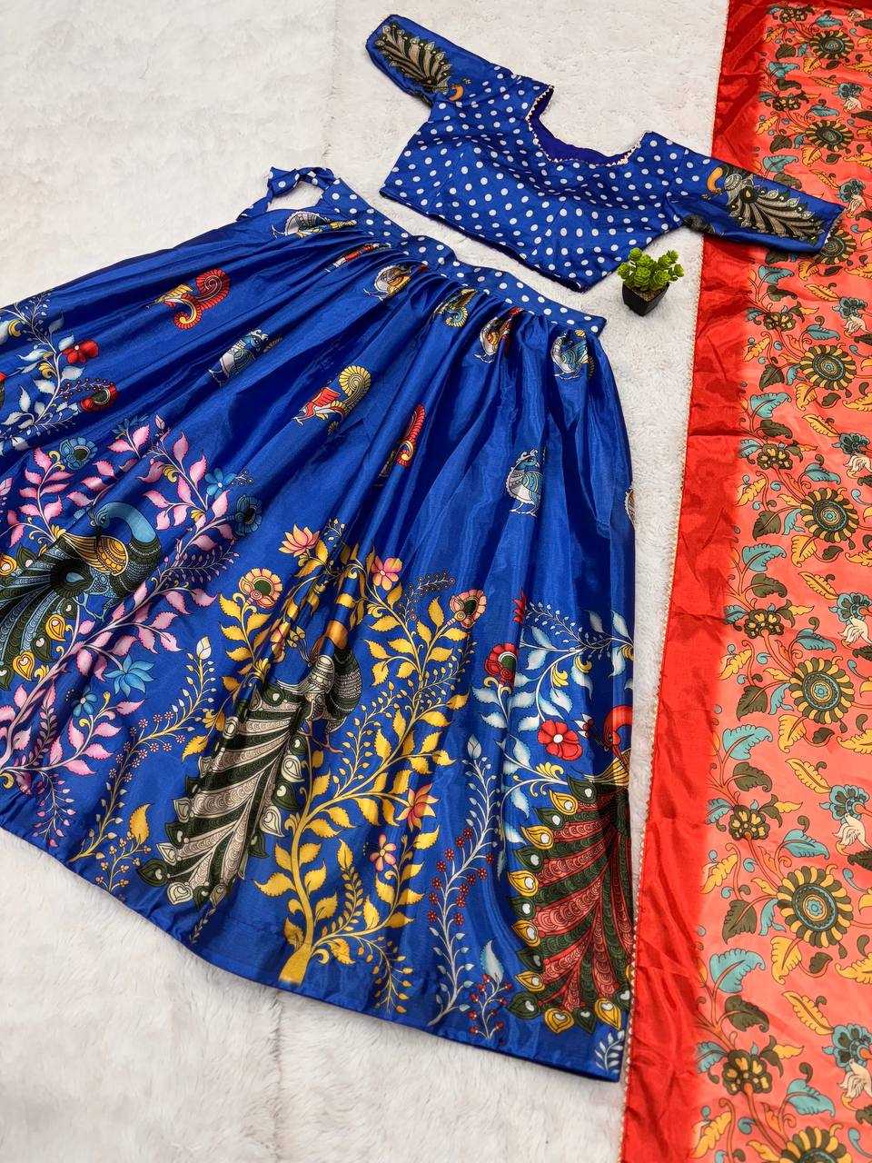 YNF CHINON KESH163 61 LAHENGAS WHOLESALE DESIGNER KALAMKARI PRINTED LAHENGAS MANUFACTURER