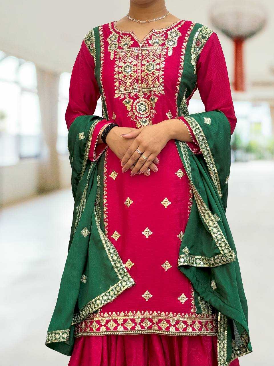 YNF CHINON KESH228 575 SUITS & DRESSES WHOLESALE LADIES EMBROIDERY SHARARA SUITS MANUFACTURER