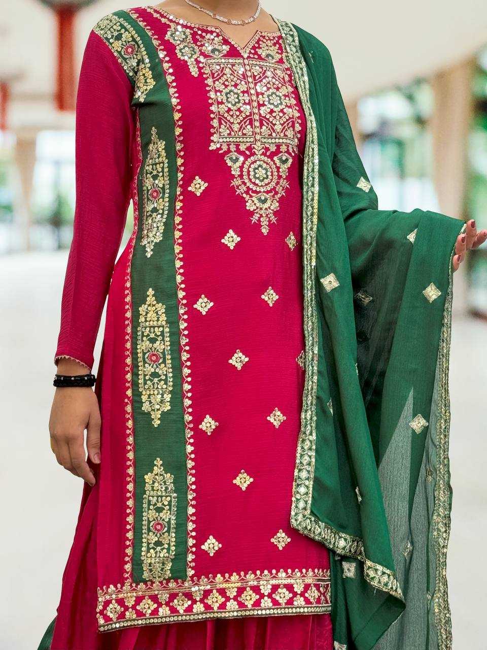 YNF CHINON KESH228 575 SUITS & DRESSES WHOLESALE LADIES EMBROIDERY SHARARA SUITS MANUFACTURER