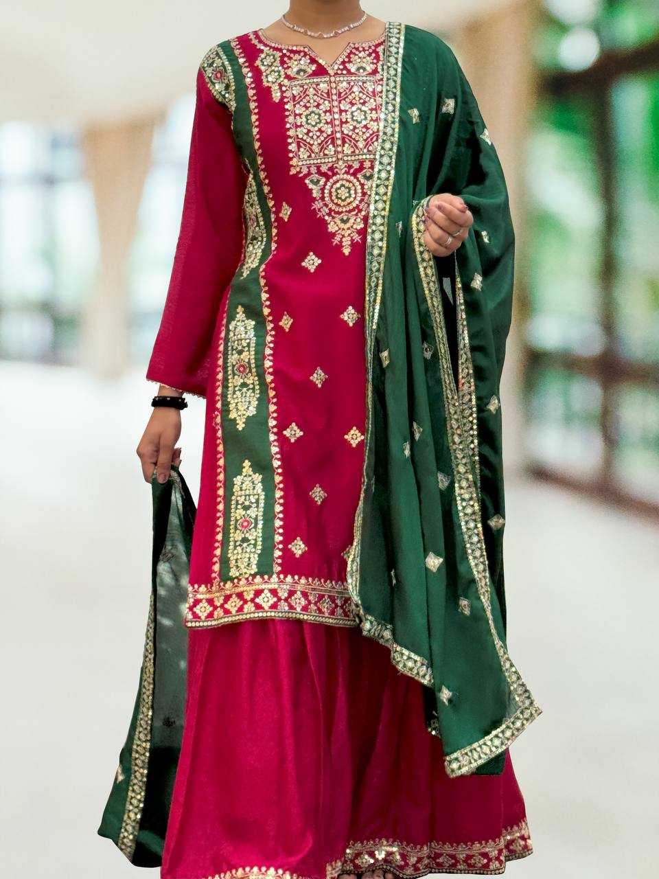 YNF CHINON KESH228 575 SUITS & DRESSES WHOLESALE LADIES EMBROIDERY SHARARA SUITS MANUFACTURER