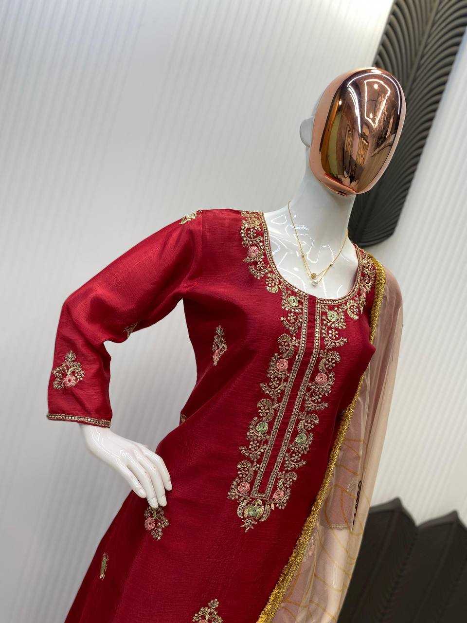 YNF CHINON RIN141 1901 SUITS & DRESSES WHOLESALE LADIES EMBROIDERY PALAZZO SUITS MANUFACTURER