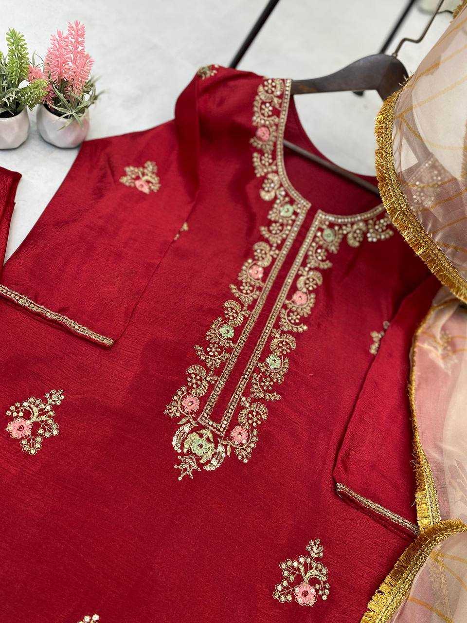 YNF CHINON RIN141 1901 SUITS & DRESSES WHOLESALE LADIES EMBROIDERY PALAZZO SUITS MANUFACTURER