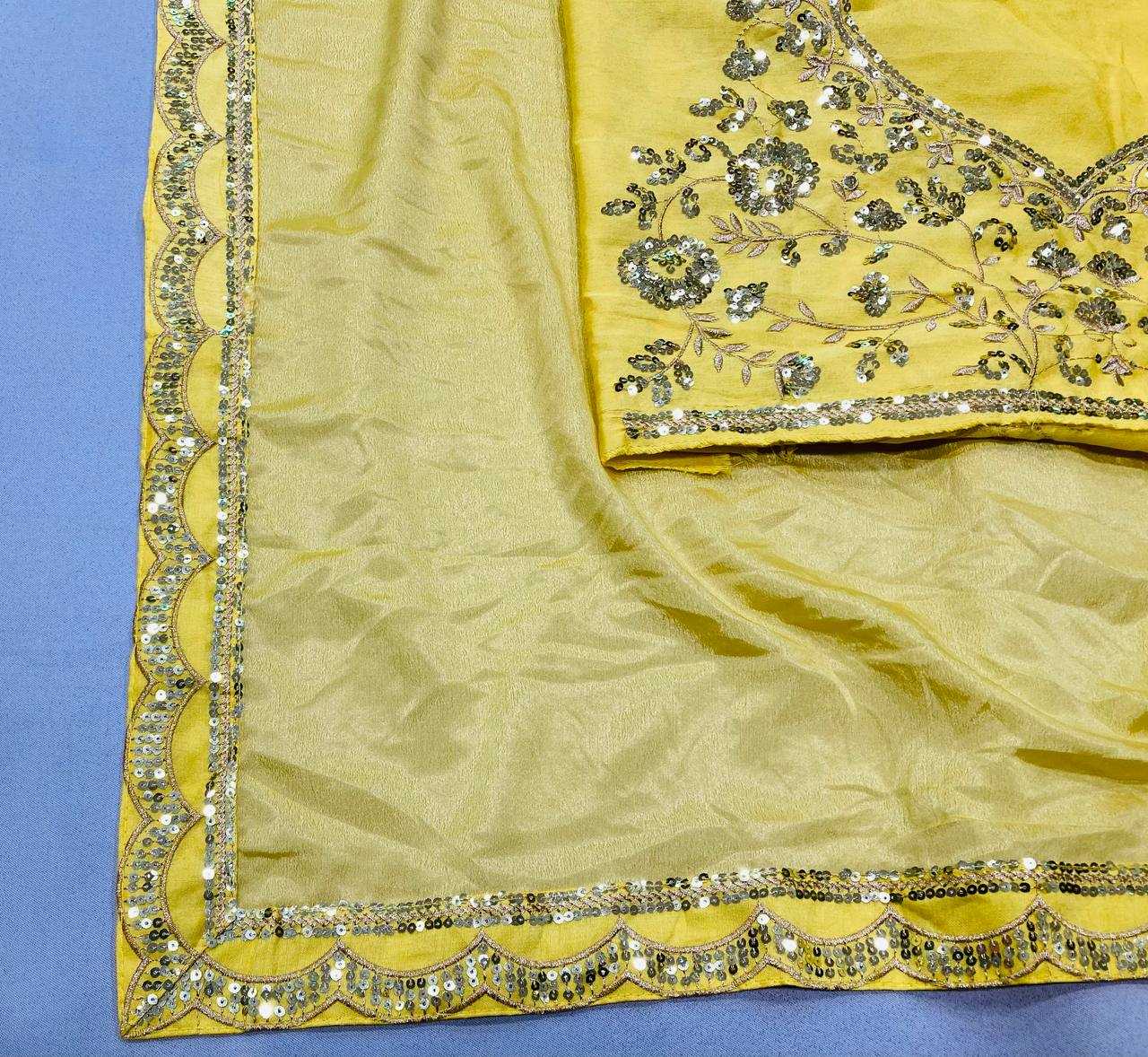 Ynf Chinon RIN188 Jhanvi Sarees Bollywood Collections Wholesale Party Wear Sarees Fancy Sarees Sequence Sarees Embroidered Sarees Janhvi kapoor Sarees Manufacturer