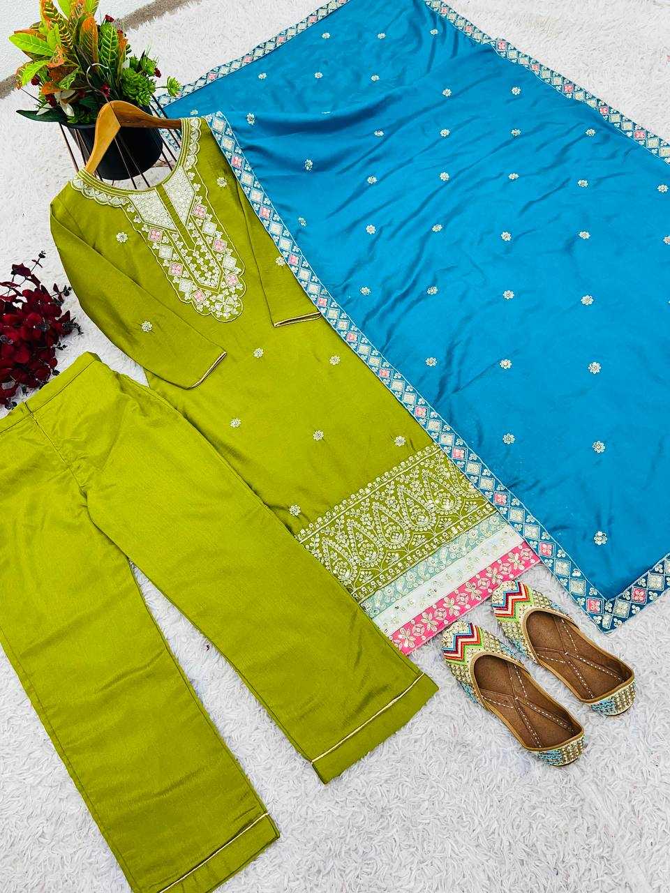 YNF CHINON SILK KESH123 5219 SUITS & DRESSES WHOLESALE EMBROIDERED COTTON SILK SUITS & DRESSES MANUFACTURER