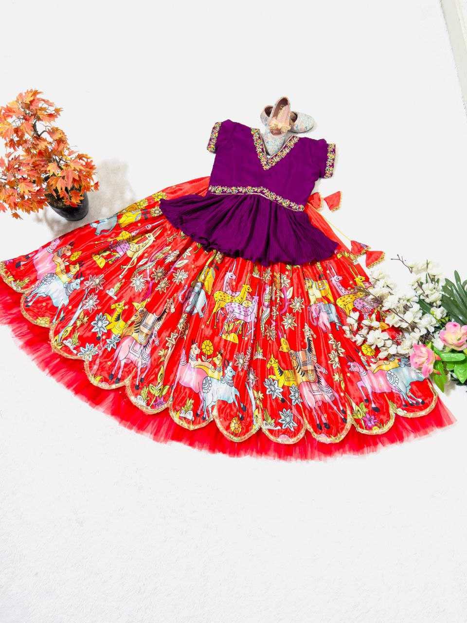 Ynf Chinon Silk KESH168 MNT41 Kids Wear Wholesale Kids Lehenga Baby Girl Lehenga Kids Silk Dress Manufacturer