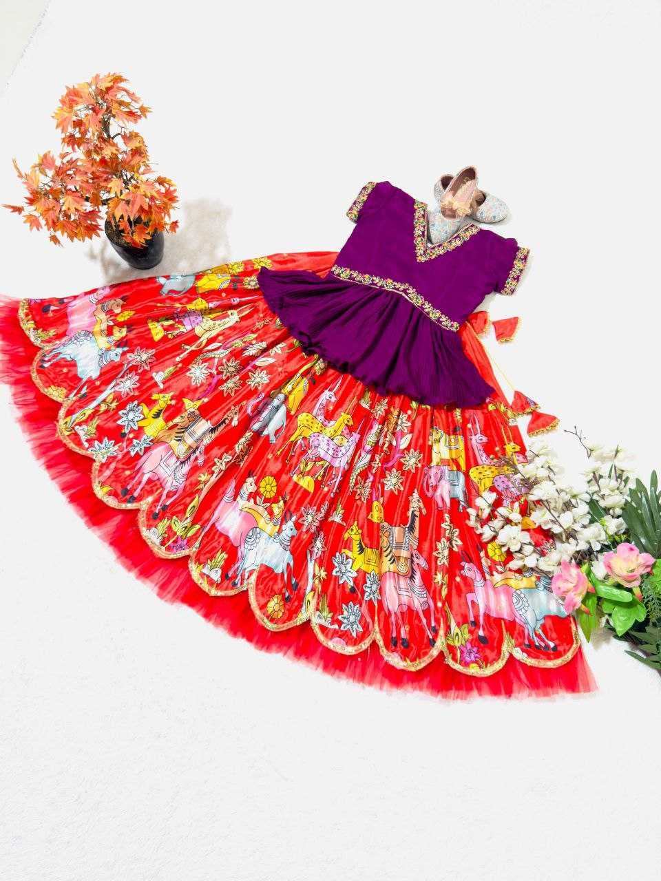 Ynf Chinon Silk KESH168 MNT41 Kids Wear Wholesale Kids Lehenga Baby Girl Lehenga Kids Silk Dress Manufacturer