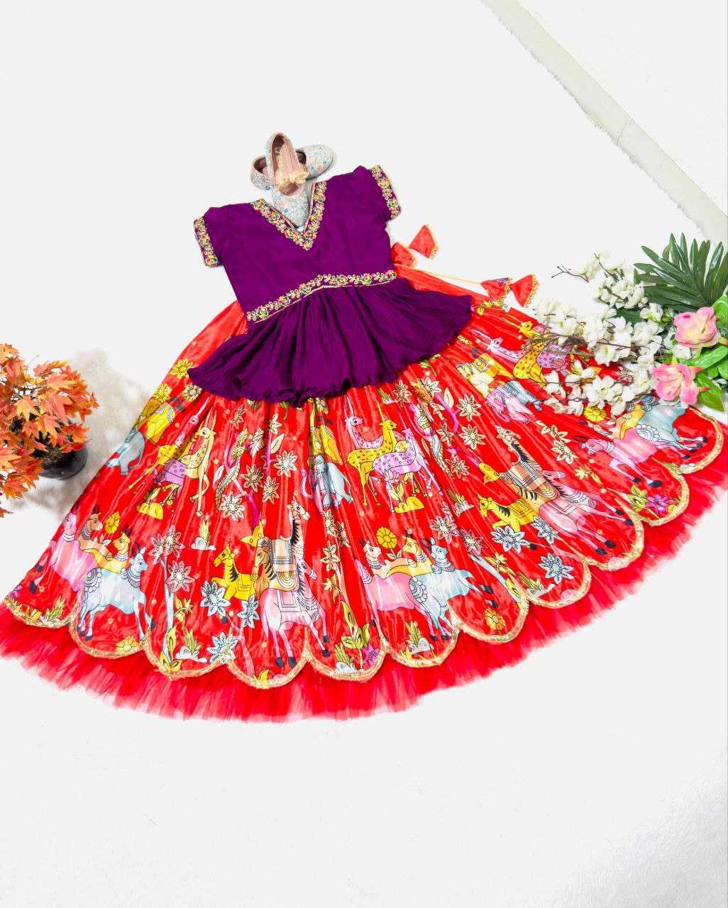 Ynf Chinon Silk KESH168 MNT41 Kids Wear Wholesale Kids Lehenga Baby Girl Lehenga Kids Silk Dress Manufacturer