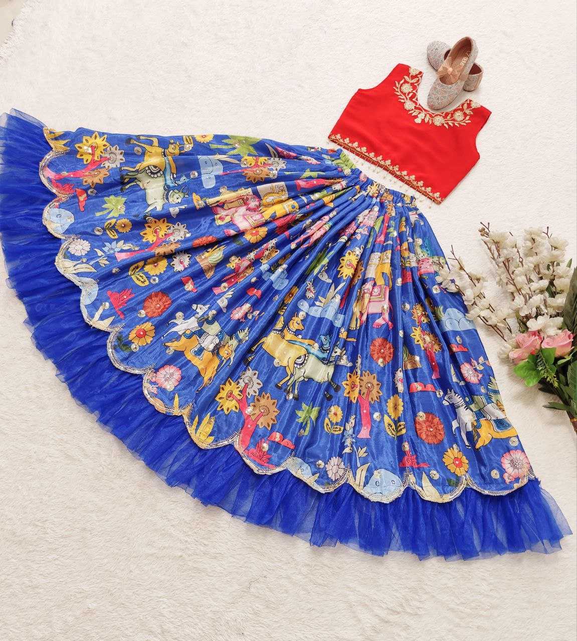 Ynf Chinon Silk KESH168 MNT42 Kids Wear Wholesale Kids Lehenga Kids Traditional Outfits Baby Girl Lehenga Manufacturer