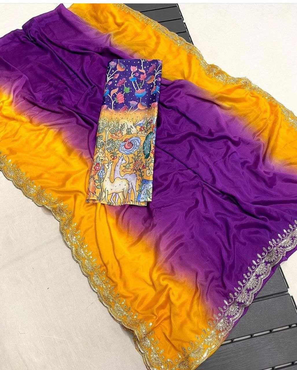 Ynf Chinon Silk KESH189 Suhani -3 Sarees Wholesale Designer Sarees Sequins Work Saree Silk Sarees Manufacturer